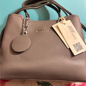 Silver satchel handbag